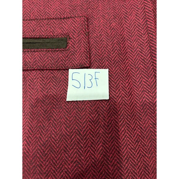 Liz Claiborne Woolmark Blend Blazer Red Brown Accent Faux Suede Trim Sz 12P - Picture 8 of 9